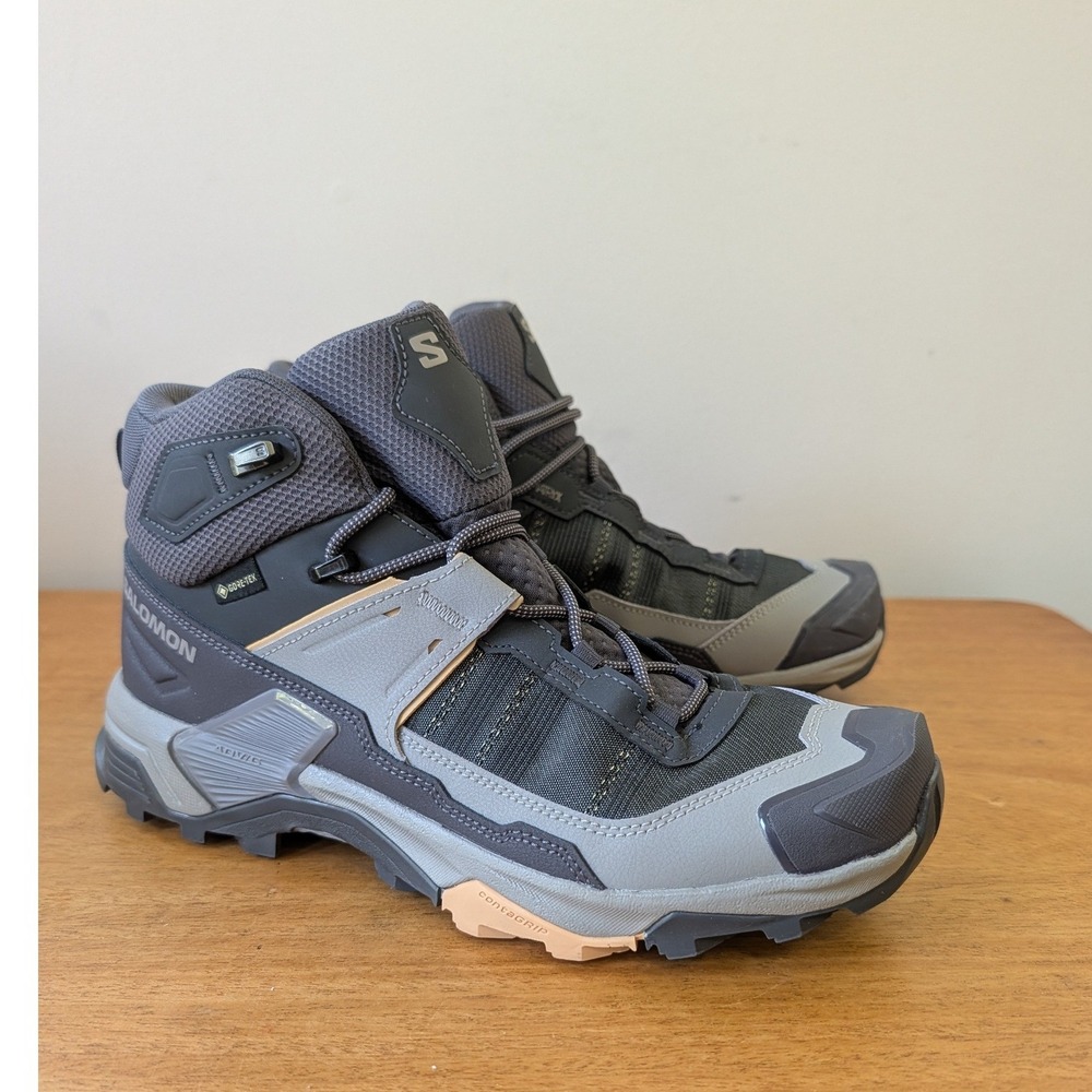 Salomon X Ultra 5 Mid GTX Gore-Tex Hiking Boots Grey Black Women 9.5 477545